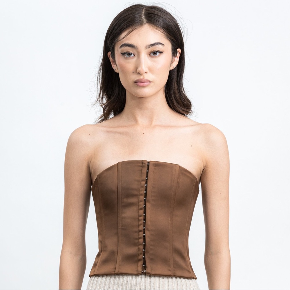 danielle guizio brown satin corset 🧸